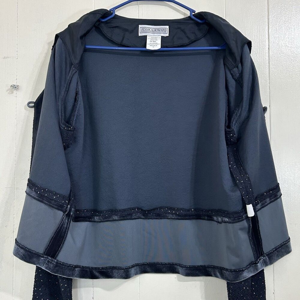 Jessica Howard women's Grey Cardigan  sparkling and a velvet trim Size 10. - Picture 4 of 10